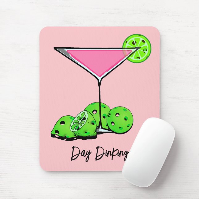 Day Dinking Cosmo Pink Cocktail, Pickleball Limes Mouse Mat (With Mouse)