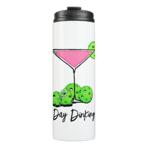 Day Dinking Cosmo Pink Cocktail, Pickleball Limes Thermal Tumbler