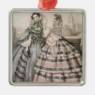 Day Dress for 1858, engraved by Barreau Metal Tree Decoration