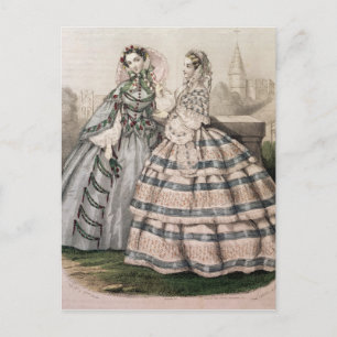 Day Dress for 1858, engraved by Barreau Postcard