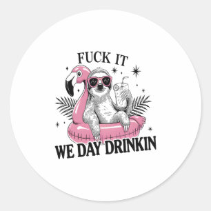 Day drinkin Sloth Classic Round Sticker
