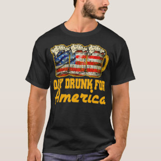 Day Drunk For America Beer Lovers American Flag T-Shirt