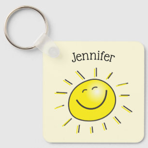 Day Drunk Sunshine Happy Face Key Ring