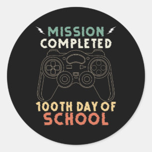 Day For Gamers 100 Days Of School Fun Gamers Stude Classic Round Sticker