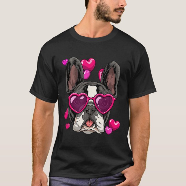 Day French Bulldog Heart Couples Love Day Dog  T-Shirt (Front)