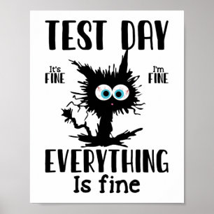 Day Funny Stressed Cat Black Teacher Student Testi Poster