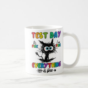 Day Funny Stressed Cat Teacher Student Kids Testin Coffee Mug