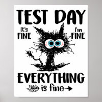Day Funny Stressed Cat Teacher Student Kids Testin