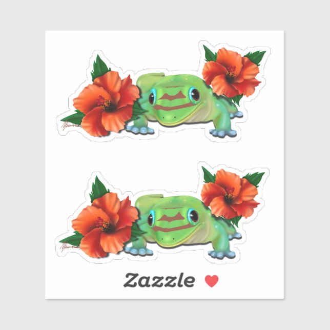 Day Gecko With Hibiscus  (Sheet)