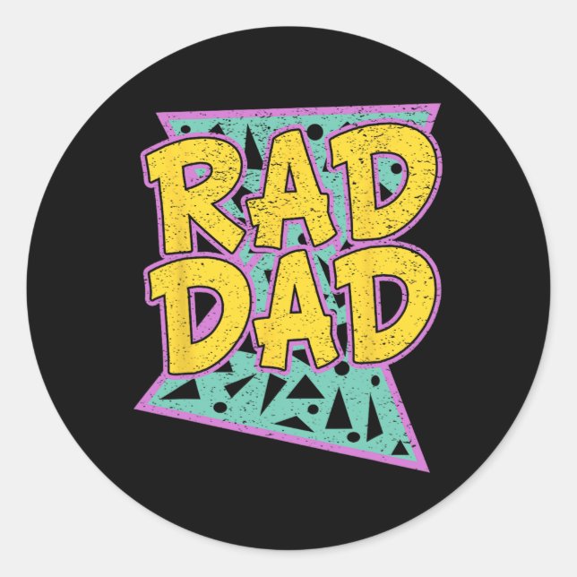 Day Gift For Daddy Rad Dad Shirt  Classic Round Sticker (Front)