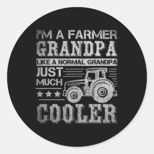 Day Gift Idea Grandpa Tractor Farmer Classic Round Sticker