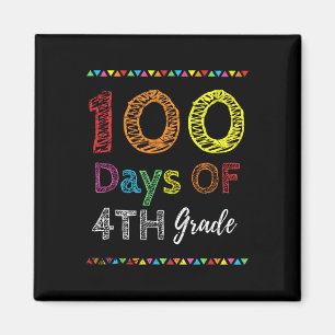 Day Kids Gift 100 Days Of 4th Grade 100 Days Of Sc Magnet