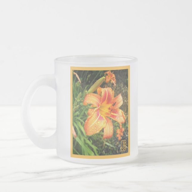 Day Lily Frosted Glass Mug (Left)