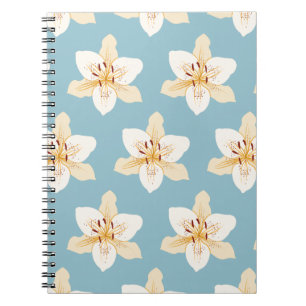 Day Lily Illustrative Big Ptn on Light Blue Notebook