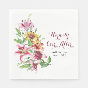 Day Lily Tiger Lily Personalised Wedding Napkin