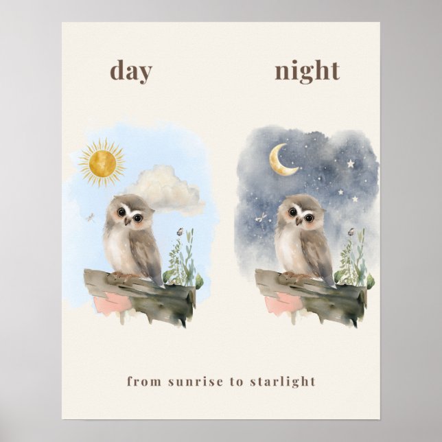 Day & Night Owl Nursery Print (Front)
