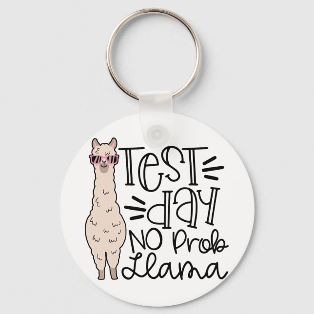 Day No Prob Llama Teacher Testing Day 1  Key Ring (Front)