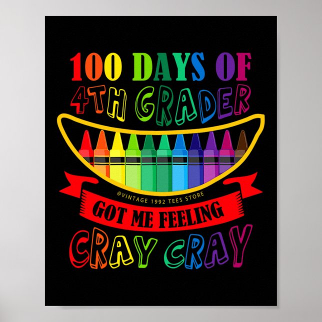 Day Of 4th Grade Got Me Feeling Cray Cray Teacher  Poster (Front)
