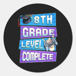 Day Of 8th Grade Level Complete Graduation Boys Hi Classic Round Sticker