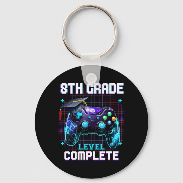 Day Of 8th Grade Level Complete Graduation Him Boy Key Ring (Front)