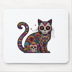 Day Of Dead Cinco De Mayo Cat Sugar Skull Dia De L Mouse Mat