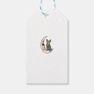 Day Of Dead Dog On Moon Dog Lover Dogg Sugar Skull Gift Tags