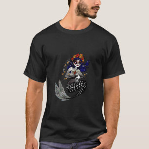 Day Of Dead Mermaid Mexican Mermaid Sugar Skull T-Shirt