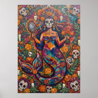 Day of Dead Mermaid Poster