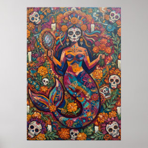 Day of Dead Mermaid Poster