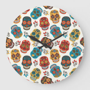 Day of Dead, seamless pattern. Large Clock
