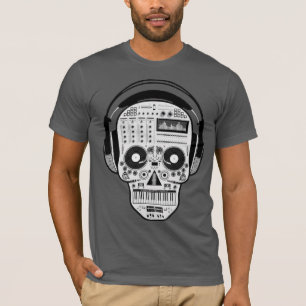 Day Of Dead Sugar Skull w/ Turntables & Headphones T-Shirt