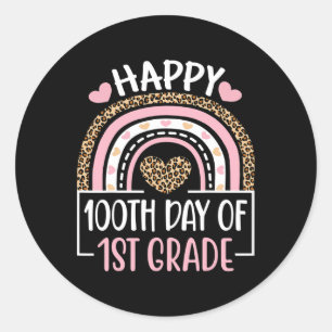 Day Of First Grade Fun 100 Days Of School Teacher Classic Round Sticker