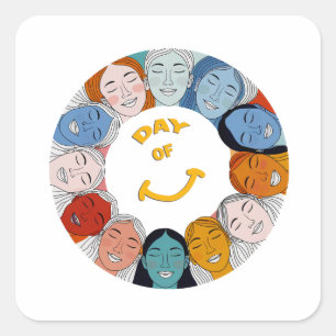 Day of Happiness Square Sticker