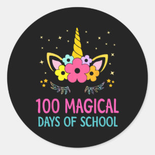 Day Of Kindergarten For Girls 100 Magical Days 1 Classic Round Sticker