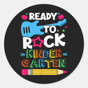 Day Of Kindergarten Ready To Rock Kindergarten  Classic Round Sticker