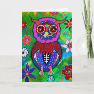Day of los Muertos talavera Wise Owl Card