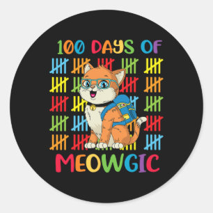 Day Of Meowgic Cat School Boys Kids Gift Classic Round Sticker