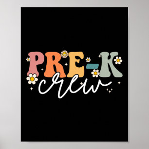 Day Of Pre K Crew Groovy Back To School Teacher  Poster
