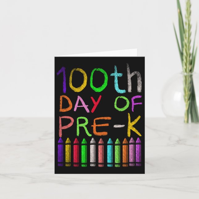 Day Of Pre K Student Gift Happy 100 Days Of School Card (Front)