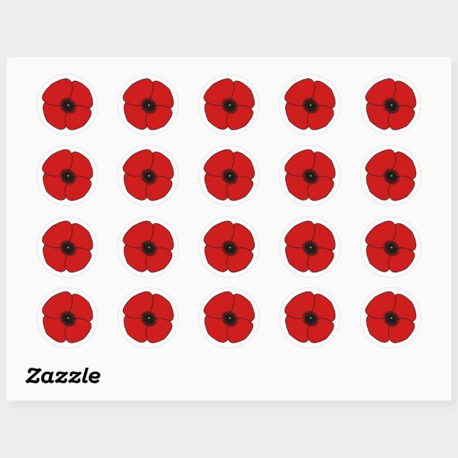 Day of Remembrance. Red poppy Classic Round Sticker (Sheet)