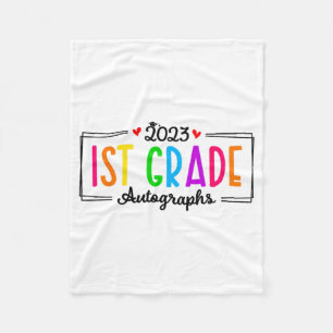 Day Of School 2023 Autograph 1st Grade Graduation  Fleece Blanket