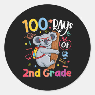Day Of School 2nd Grade Kids Koala 100 Days Of Sch Classic Round Sticker