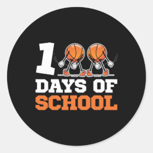Day Of School Basketball Kids 100 Days Of School 1 Classic Round Sticker