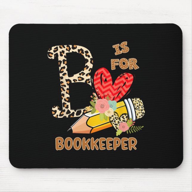 Day Of School Bookkeeper Leopard Flowers Teacher  Mouse Mat (Front)