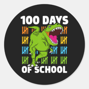 Day Of School Boys Kids Dino 100 Days Dinosaur T-r Classic Round Sticker