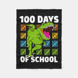 Day Of School Boys Kids Dino 100 Days Dinosaur T-r Fleece Blanket