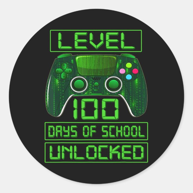 Day Of School Boys Level 100 Days Of School Unlock Classic Round Sticker (Front)