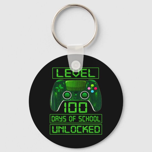 Day Of School Boys Level 100 Days Of School Unlock Key Ring (Front)