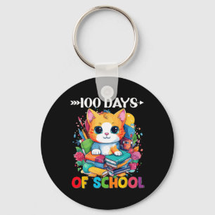Day Of School Cute Cat Kitty Gifts 100 Days Smarte Key Ring