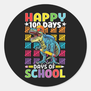 Day Of School Dino Kids Happy 100 Days Dinosaur T- Classic Round Sticker